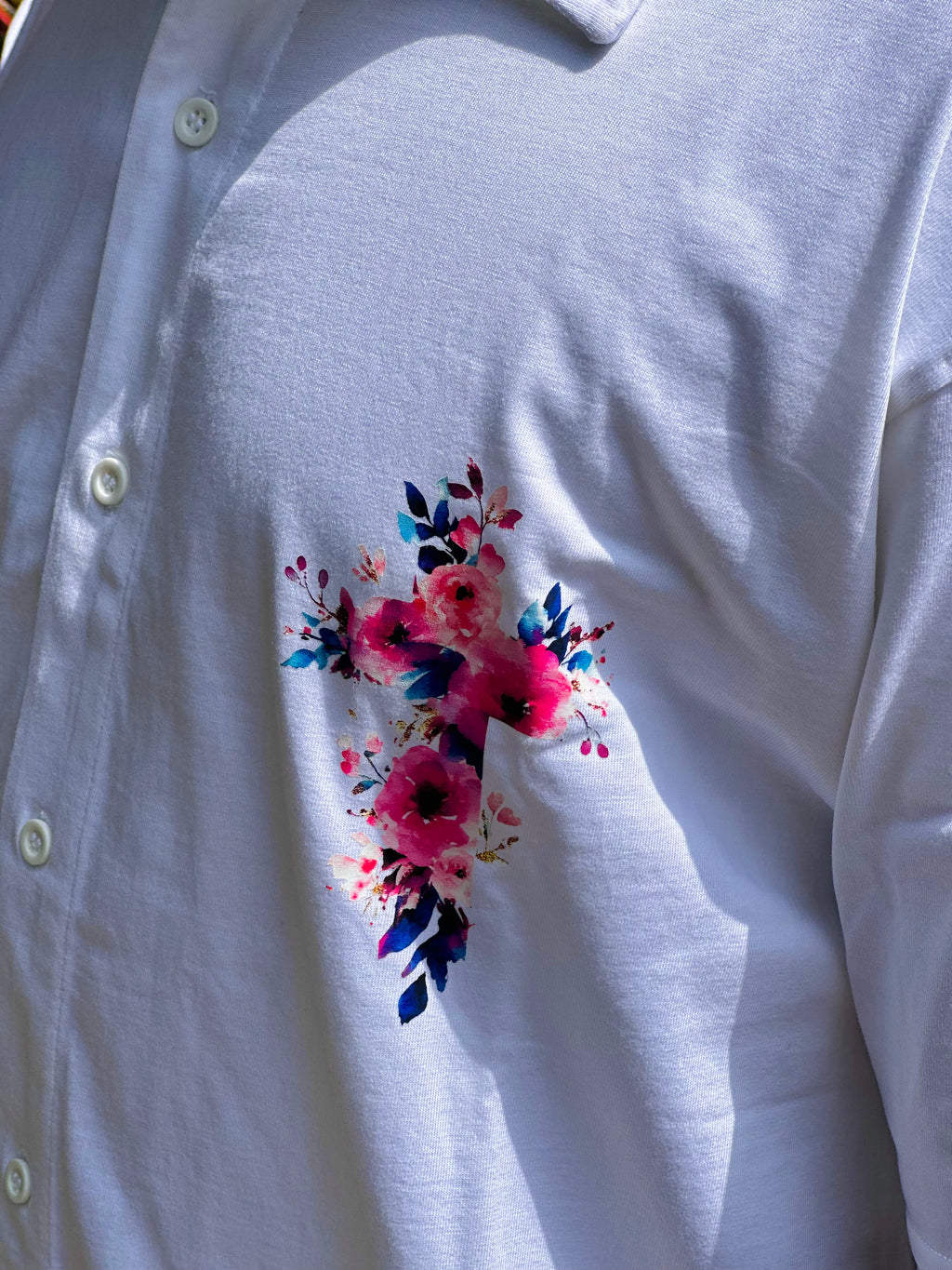 Hosanna Floral Cross Oversized Shirt