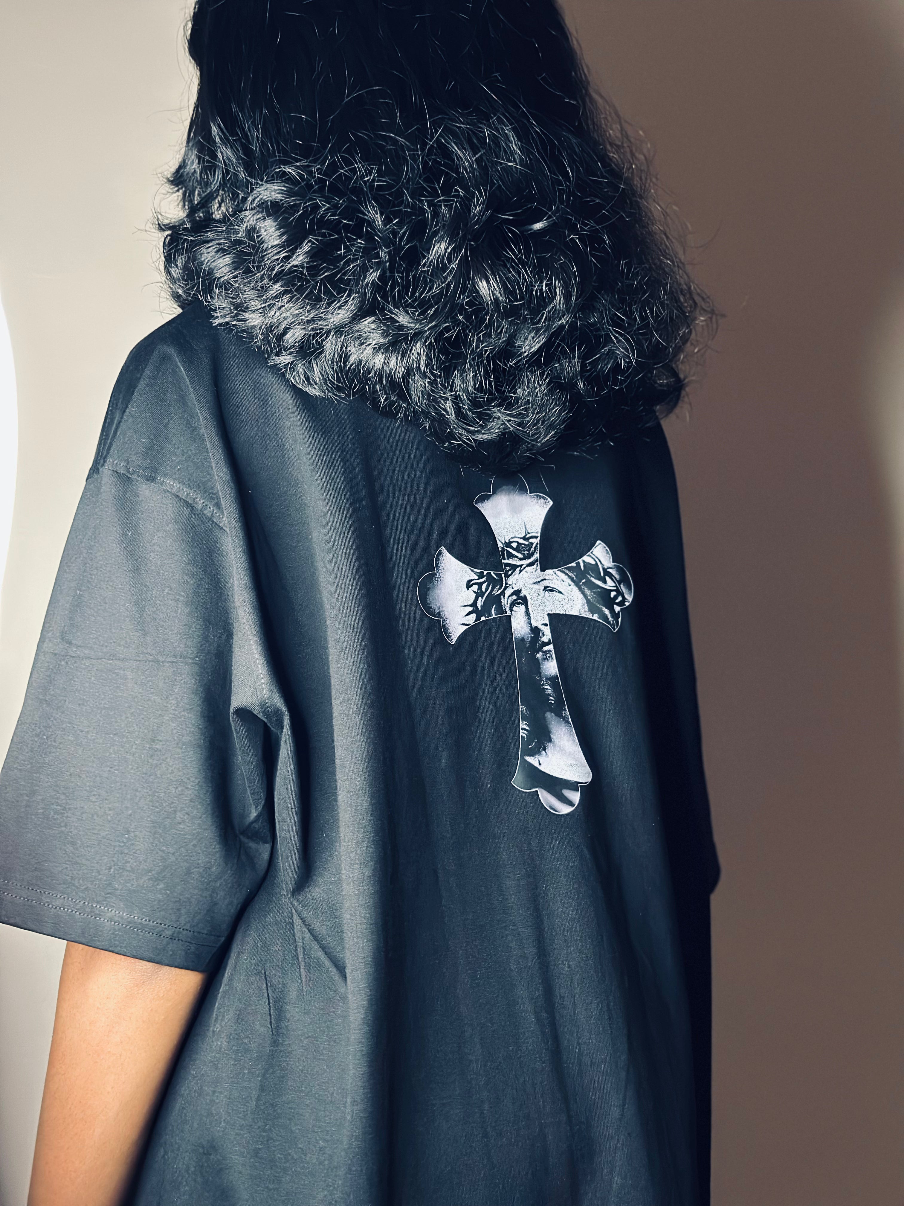 Hosanna Crown Grace Oversized Black Shirt