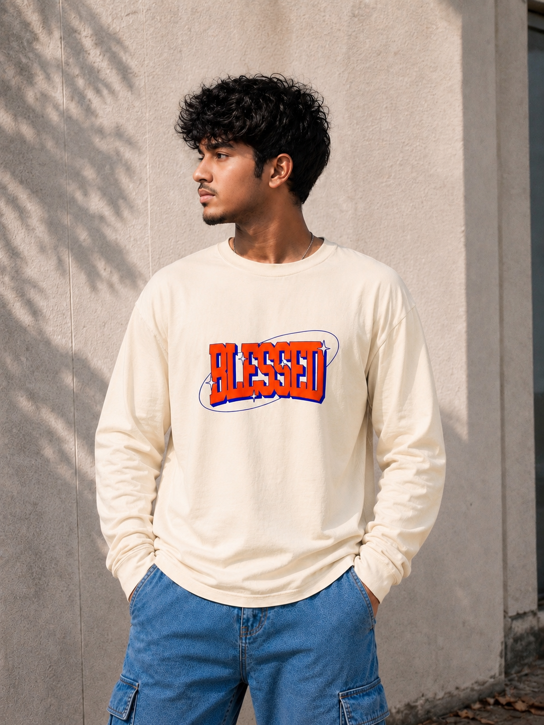 HOSANNA | Blessed Full Sleeve T-Shirt – Ivory Cream