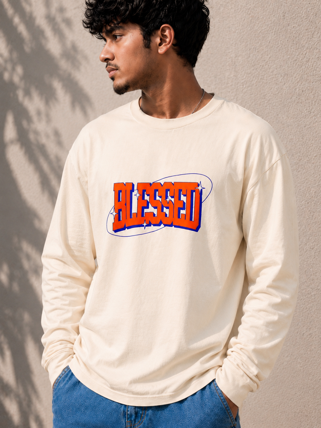 HOSANNA | Blessed Full Sleeve T-Shirt – Ivory Cream