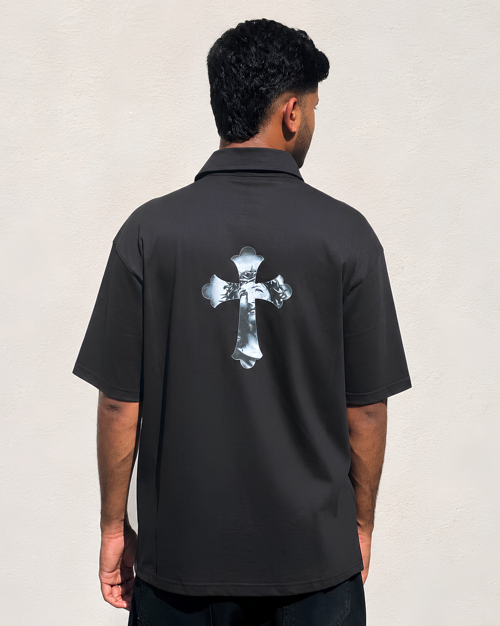 Hosanna Crown Grace Oversized Black Shirt