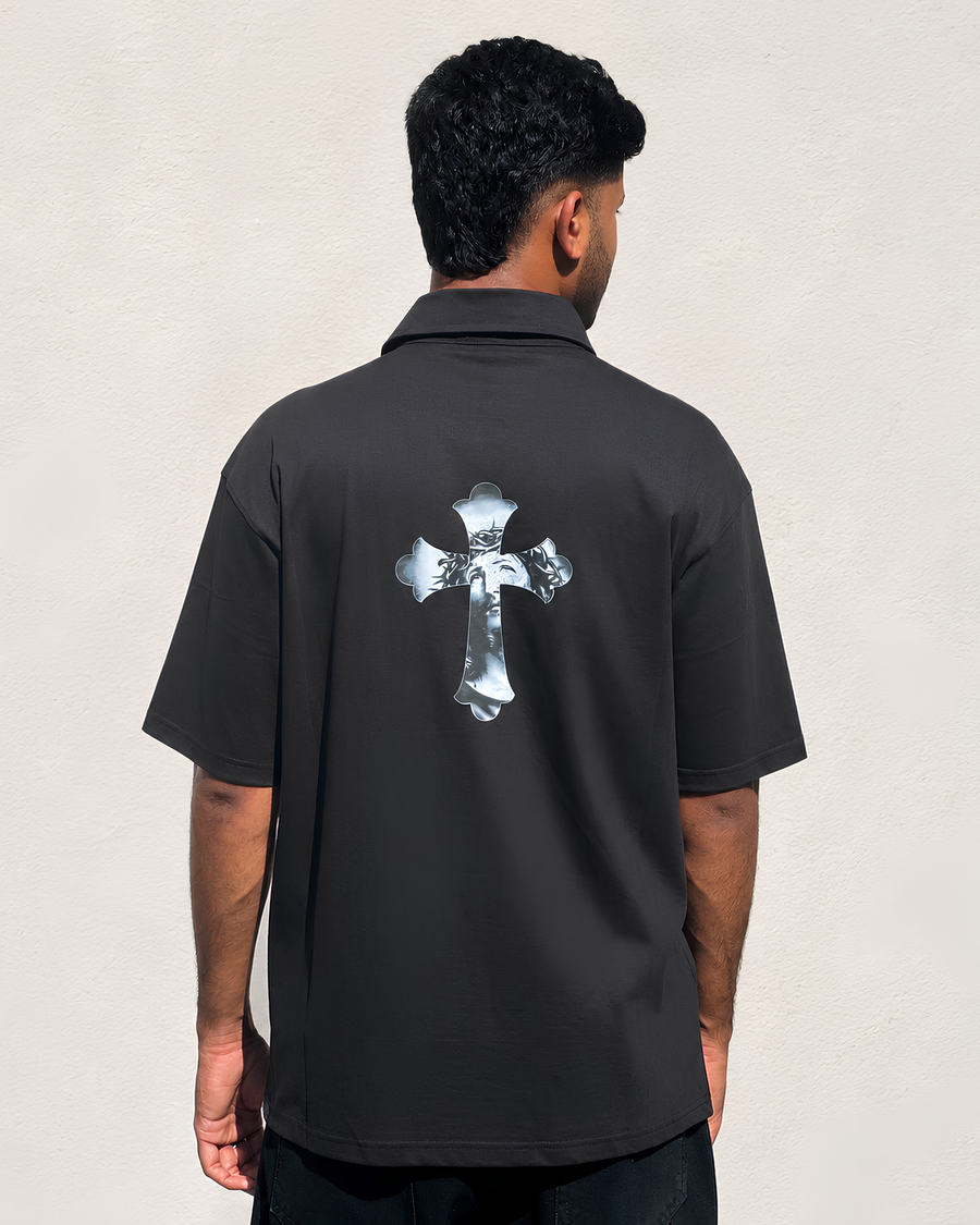Hosanna Crown Grace Oversized Black Shirt