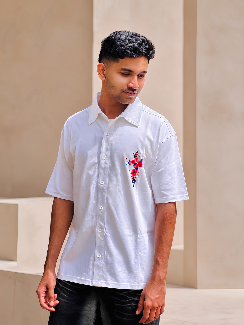 Hosanna Floral Cross Oversized Shirt