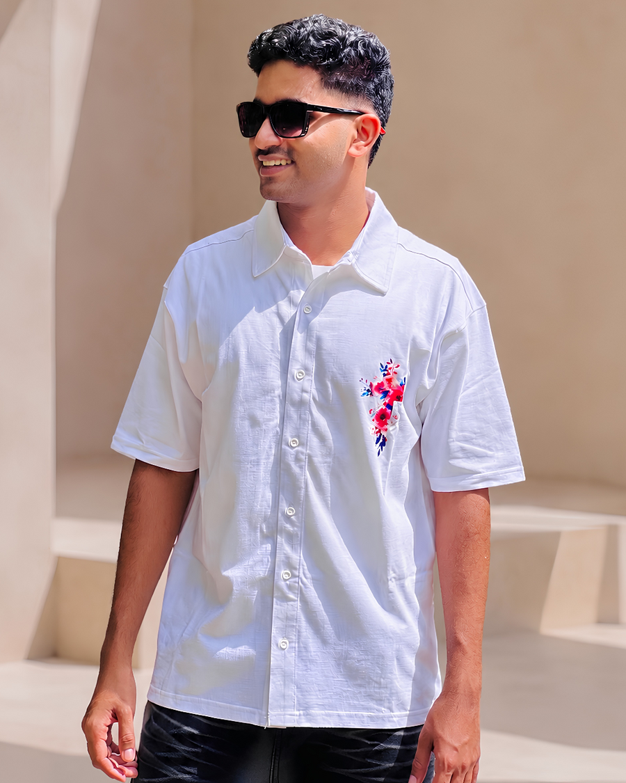 Hosanna Floral Cross Oversized Shirt