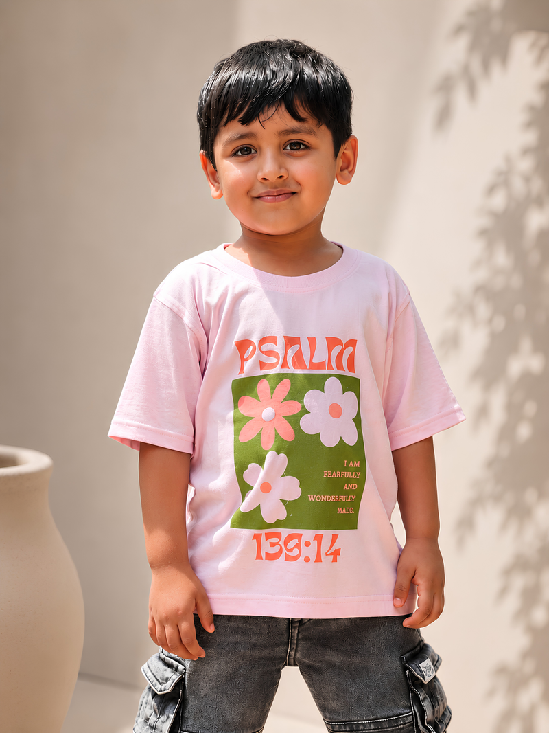 Kids Regular T-Shirt – Psalm 139:14 Floral Faith Edition