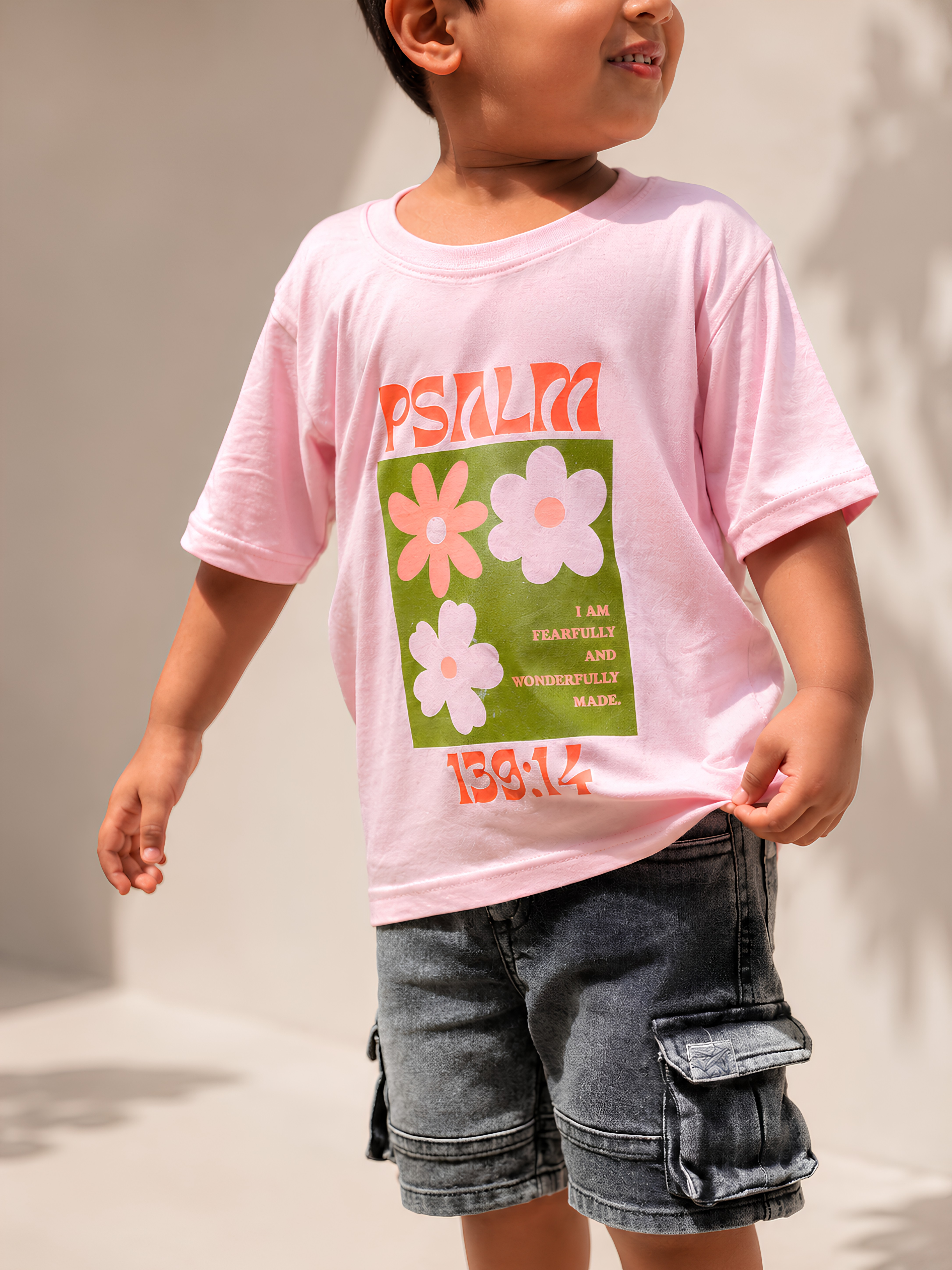 Kids Regular T-Shirt – Psalm 139:14 Floral Faith Edition