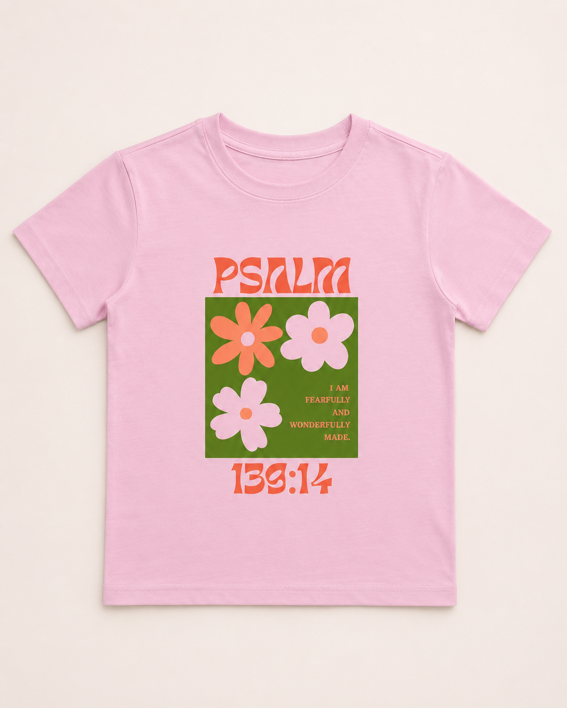 Kids Regular T-Shirt – Psalm 139:14 Floral Faith Edition